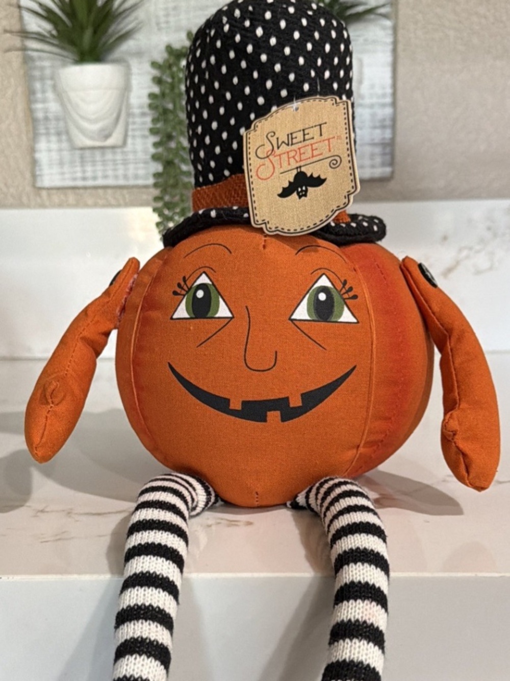 Sweet Street Vintage Style Halloween PumpkinMan Shelf Sitter Doll Figurine